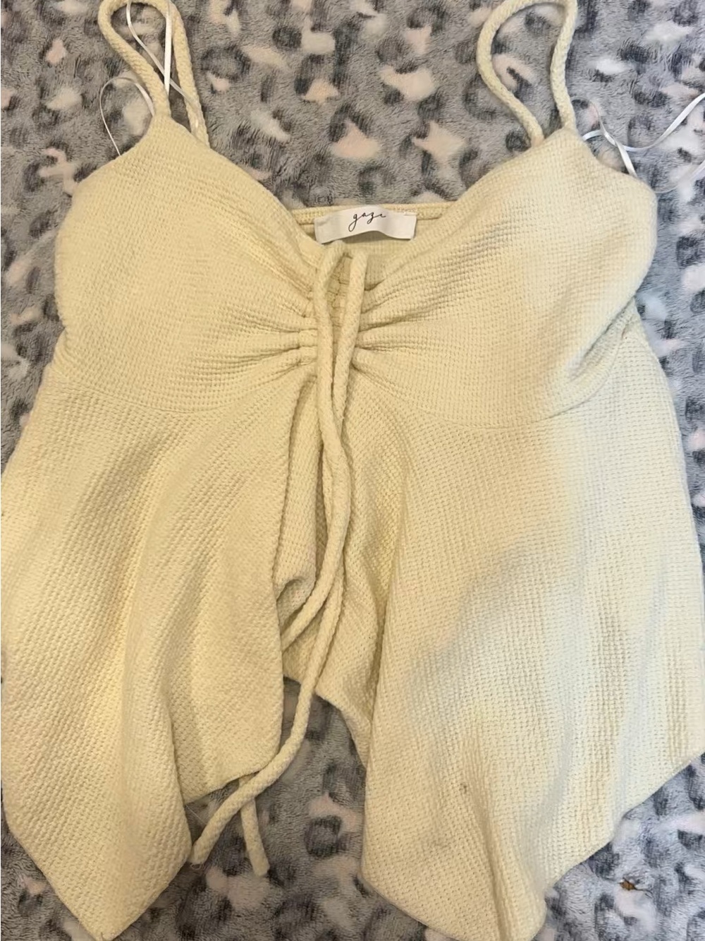 Gaze Women’s Cream and Yellow Crop-top - Picture 1 of 2